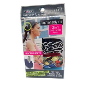 Scunci Everyday & Active Fashionably Fit 2 in 1 Hair Wrist Band 20455-A Colorful